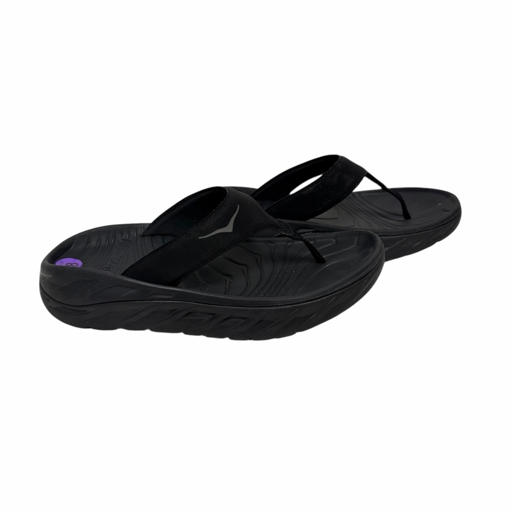 Hoka Solid Black Leather Upper Flip Flops - image 3